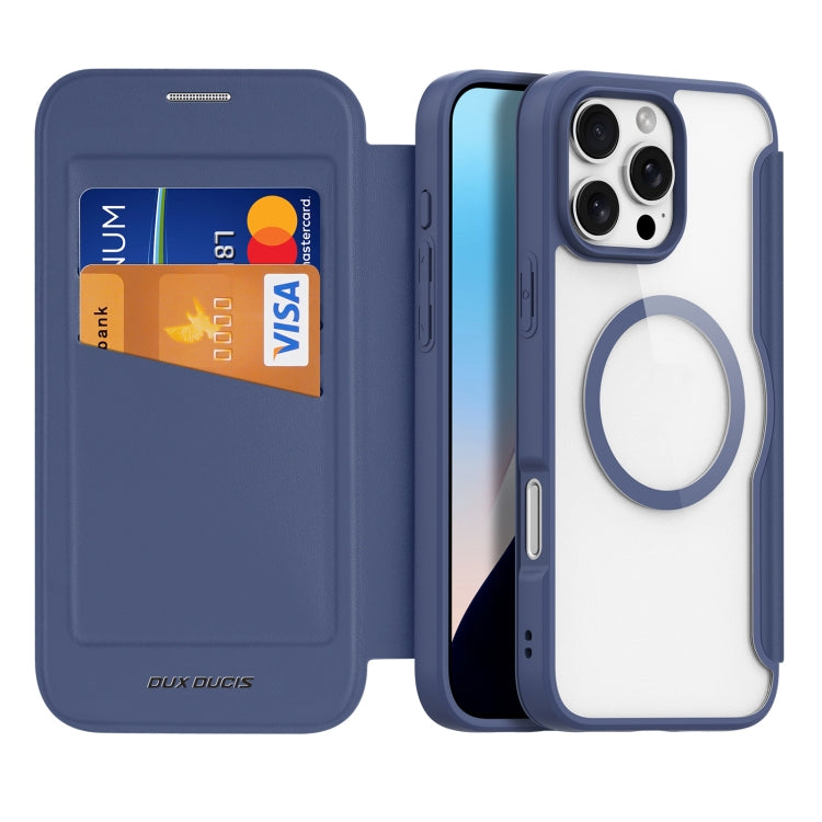 For iPhone 16 Pro DUX DUCIS Skin X Pro Series Magsafe PC + TPU Phone Leather Case(Blue) - iPhone 16 Pro Cases by DUX DUCIS | Online Shopping UK | buy2fix