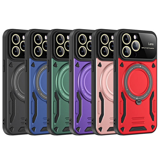For iPhone 16 Plus Large Window MagSafe Holder Phone Case(Red) by buy2fix