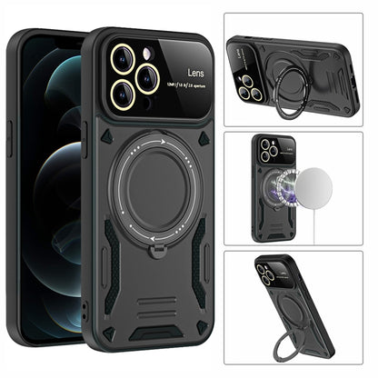 For iPhone 16 Plus Large Window MagSafe Holder Phone Case(Black) by buy2fix