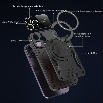 For iPhone 16 Plus Large Window MagSafe Holder Phone Case(Blue) by buy2fix