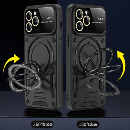 For iPhone 16 Plus Large Window MagSafe Holder Phone Case(Black) by buy2fix