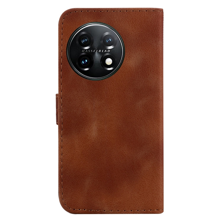 For OnePlus 11 Seven-shaped Embossed Leather Phone Case(Brown) by buy2fix