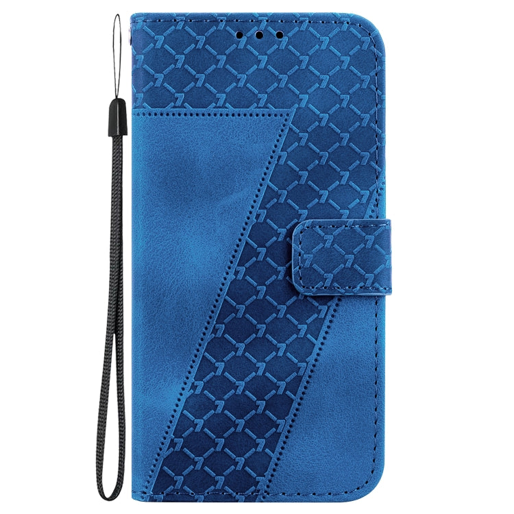 For OnePlus 11 Seven-shaped Embossed Leather Phone Case(Blue) - OnePlus Cases by buy2fix | Online Shopping UK | buy2fix