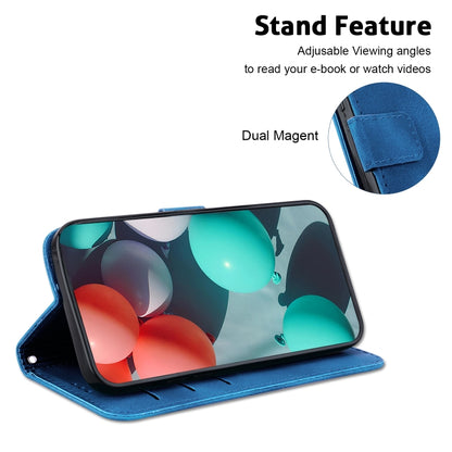 For OnePlus 11 Seven-shaped Embossed Leather Phone Case(Blue) - OnePlus Cases by buy2fix | Online Shopping UK | buy2fix