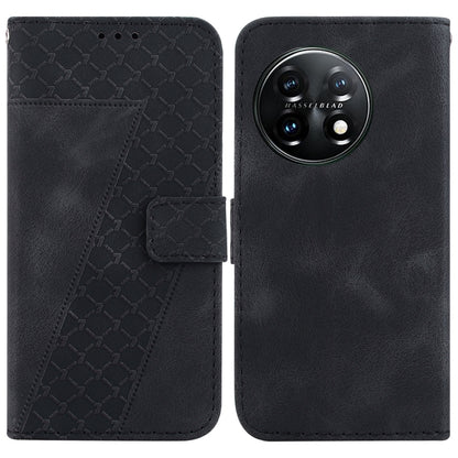 For OnePlus 11 Seven-shaped Embossed Leather Phone Case(Black) - OnePlus Cases by buy2fix | Online Shopping UK | buy2fix