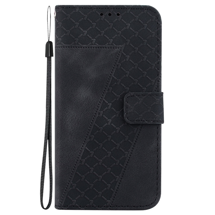 For OnePlus 11 Seven-shaped Embossed Leather Phone Case(Black) - OnePlus Cases by buy2fix | Online Shopping UK | buy2fix