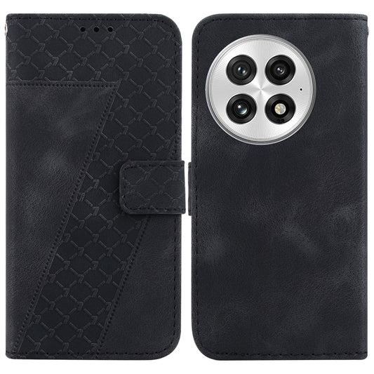 For OnePlus 13 Seven-shaped Embossed Leather Phone Case(Black) - OnePlus Cases by buy2fix | Online Shopping UK | buy2fix