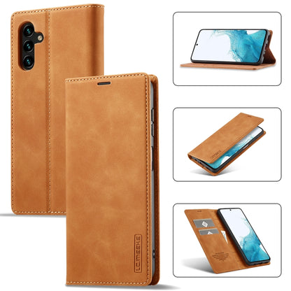 For Samsung Galaxy S23 FE 5G LC.IMEEKE Strong Magnetism Microfiber Leather Phone Case(Brown) - Galaxy S23 FE 5G Cases by LC.IMEEKE | Online Shopping UK | buy2fix