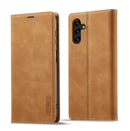 For Samsung Galaxy S23 FE 5G LC.IMEEKE Strong Magnetism Microfiber Leather Phone Case(Brown) by LC.IMEEKE