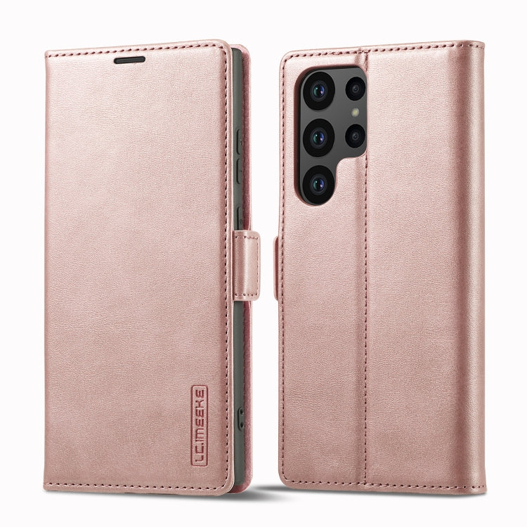 For Samsung Galaxy S24 Ultra 5G LC.IMEEKE Strong Magnetism Microfiber Leather Phone Case(Rose Gold) - Galaxy S24 Ultra 5G Cases by LC.IMEEKE | Online Shopping UK | buy2fix