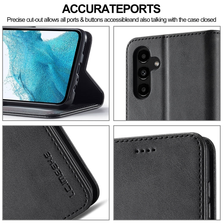 For Samsung Galaxy A05S LC.IMEEKE Calf Texture Leather Phone Case(Black) - Galaxy Phone Cases by LC.IMEEKE | Online Shopping UK | buy2fix