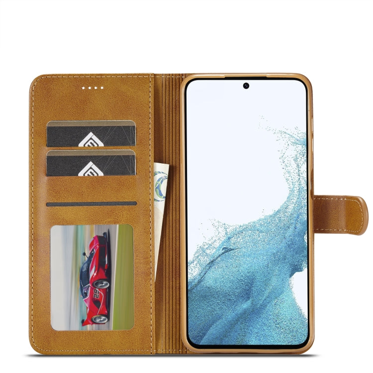 For Samsung Galaxy A05S LC.IMEEKE Calf Texture Leather Phone Case(Brown) - Galaxy Phone Cases by LC.IMEEKE | Online Shopping UK | buy2fix