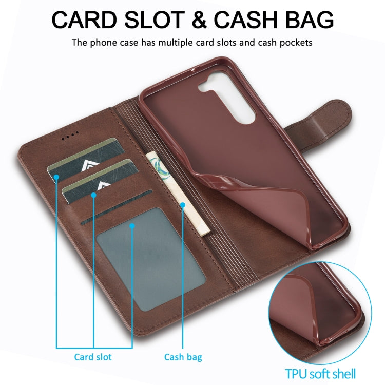 For Samsung Galaxy S24+ 5G LC.IMEEKE Calf Texture Leather Phone Case(Coffee) - Galaxy S24+ 5G Cases by LC.IMEEKE | Online Shopping UK | buy2fix