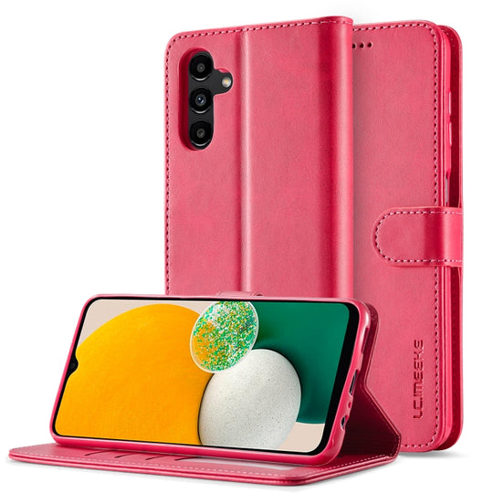 For Samsung Galaxy A25 LC.IMEEKE Calf Texture Leather Phone Case(Red)