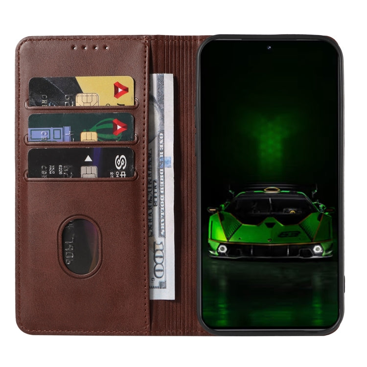 For Redmi K70 Pro Lamborghini Magnetic Closure Leather Phone Case(Brown) - Xiaomi Cases by buy2fix | Online Shopping UK | buy2fix