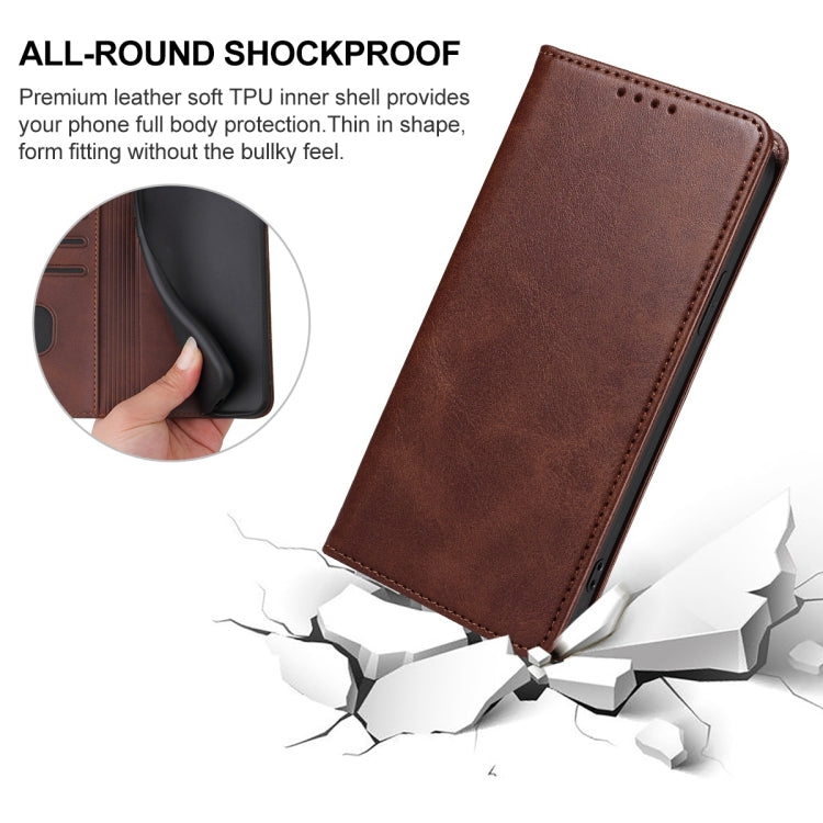 For Redmi K70 Pro Lamborghini Magnetic Closure Leather Phone Case(Brown) - Xiaomi Cases by buy2fix | Online Shopping UK | buy2fix