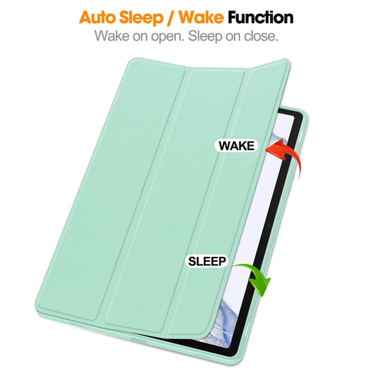 For Samsung Galaxy Tab S9 3-Fold Pure Color TPU Smart Leather Tablet Case with Pen Slot(Mint Green) by buy2fix