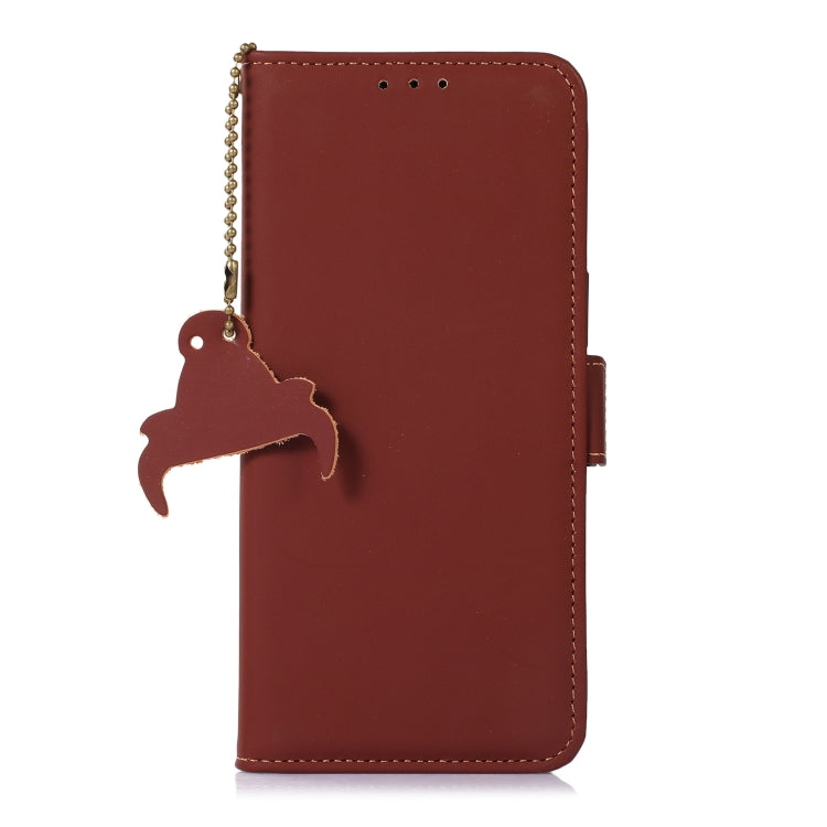 For Motorola Moto G 5G 2023 Genuine Leather Magnetic RFID Leather Phone Case(Coffee) - Motorola Cases by buy2fix | Online Shopping UK | buy2fix