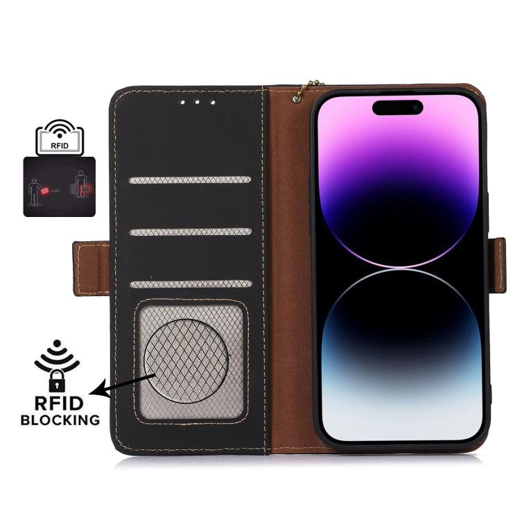 For Motorola Edge 40 Neo Genuine Leather Magnetic RFID Leather Phone Case(Black) - Motorola Cases by buy2fix | Online Shopping UK | buy2fix