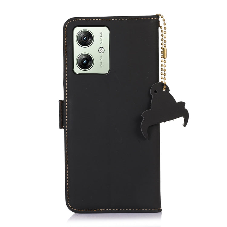 For Motorola Moto G54 5G Genuine Leather Magnetic RFID Leather Phone Case(Black) - Motorola Cases by buy2fix | Online Shopping UK | buy2fix