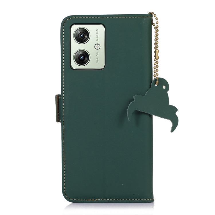 For Motorola Moto G54 5G Genuine Leather Magnetic RFID Leather Phone Case(Green) - Motorola Cases by buy2fix | Online Shopping UK | buy2fix