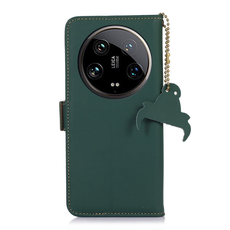 For Motorola Moto G24 / G04 Genuine Leather Magnetic RFID Leather Phone Case(Green) - Motorola Cases by buy2fix | Online Shopping UK | buy2fix