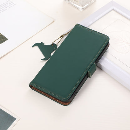 For Motorola Moto G64 5G Genuine Leather Magnetic RFID Leather Phone Case(Green) - Motorola Cases by buy2fix | Online Shopping UK | buy2fix