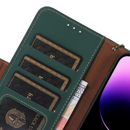 For Motorola Moto G64 5G Genuine Leather Magnetic RFID Leather Phone Case(Green) - Motorola Cases by buy2fix | Online Shopping UK | buy2fix