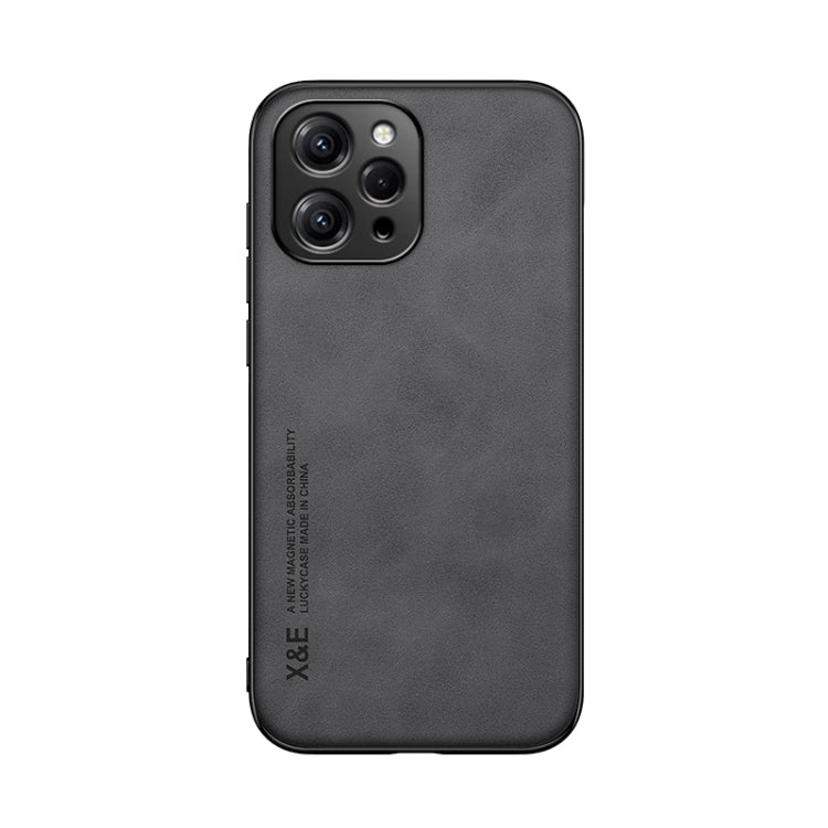 For Xiaomi Redmi 12 4G Skin Feel Magnetic Leather Back Phone Case(Dark Grey) - Xiaomi Cases by buy2fix | Online Shopping UK | buy2fix