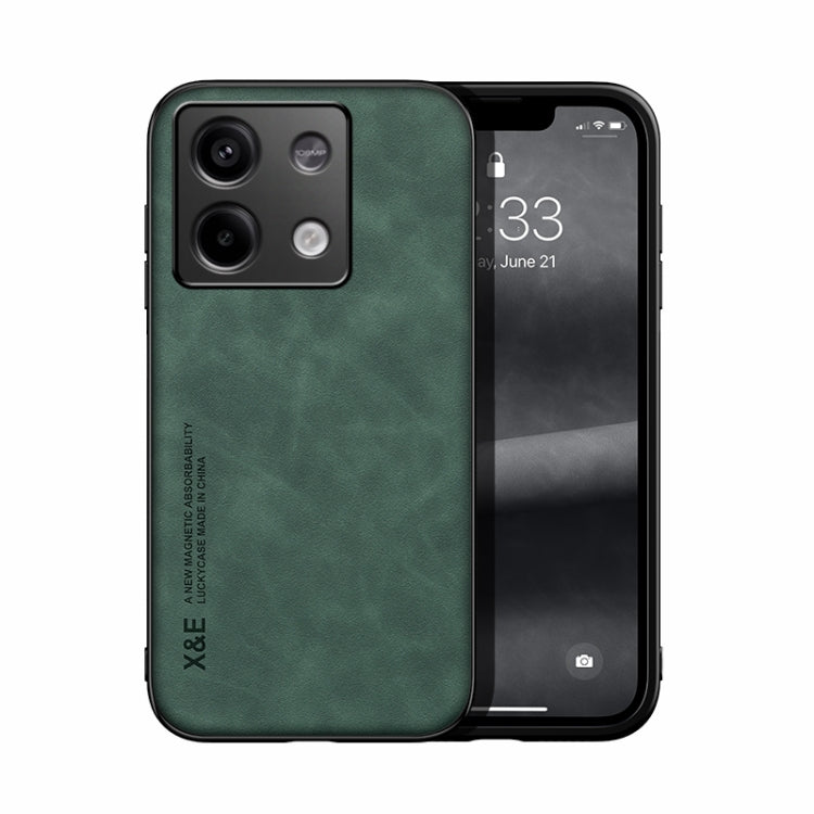 For Xiaomi Redmi Note 13 5G Skin Feel Magnetic Leather Back Phone Case(Green) by buy2fix