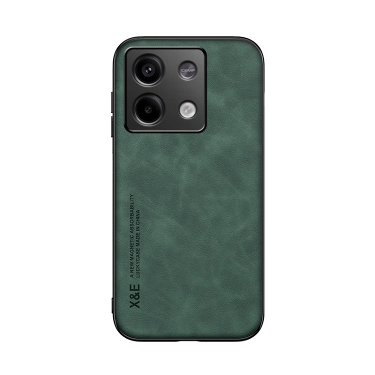 For Xiaomi Redmi Note 13 5G Skin Feel Magnetic Leather Back Phone Case(Green) by buy2fix