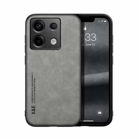 For Xiaomi Redmi Note 13 Pro 5G Skin Feel Magnetic Leather Back Phone Case(Light Grey) - Note 13 Pro Cases by buy2fix | Online Shopping UK | buy2fix