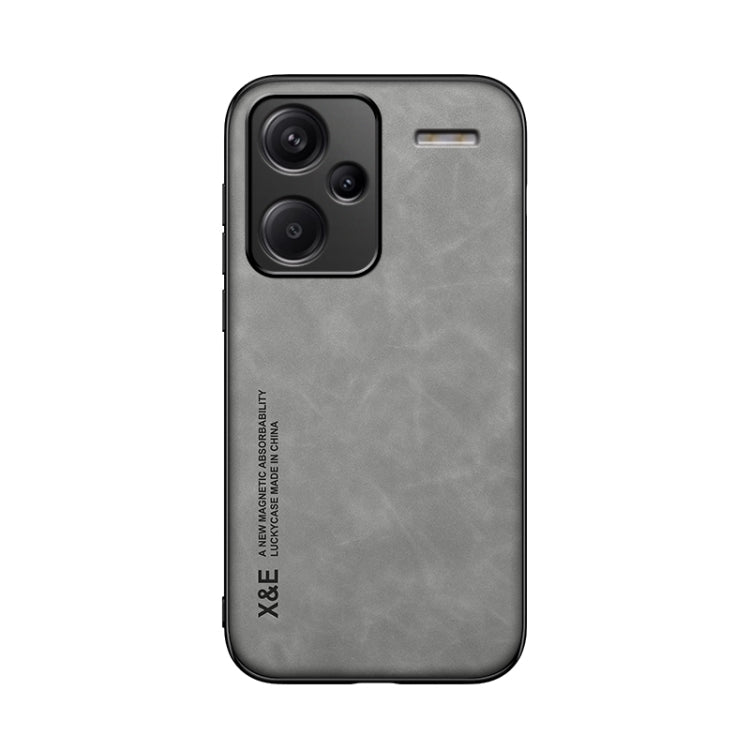 For Xiaomi Redmi Note 13 Pro+ 5G Skin Feel Magnetic Leather Back Phone Case(Light Grey) - Note 13 Pro+ Cases by buy2fix | Online Shopping UK | buy2fix