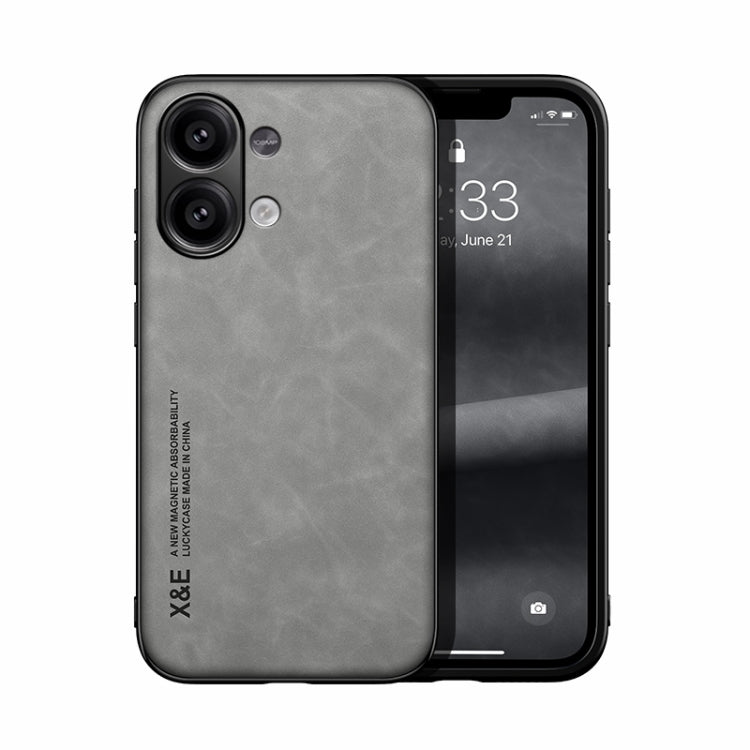 For Xiaomi Redmi Note 13 4G Skin Feel Magnetic Leather Back Phone Case(Light Grey) by buy2fix