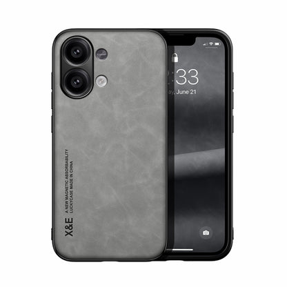 For Xiaomi Redmi Note 13 4G Skin Feel Magnetic Leather Back Phone Case(Light Grey) - Note 13 Cases by buy2fix | Online Shopping UK | buy2fix