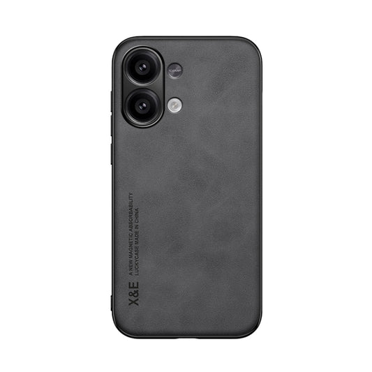 For Xiaomi Redmi Note 13 4G Skin Feel Magnetic Leather Back Phone Case(Dark Grey) by buy2fix
