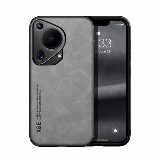 For Huawei Pura 70 Ultra Skin Feel Magnetic Leather Back Phone Case(Light Grey)