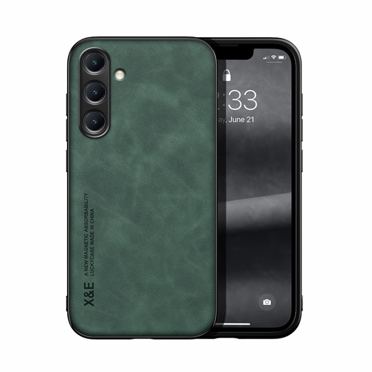 For Samsung Galaxy S24+ 5G Skin Feel Magnetic Leather Back Phone Case(Green) - Galaxy S24+ 5G Cases by buy2fix | Online Shopping UK | buy2fix