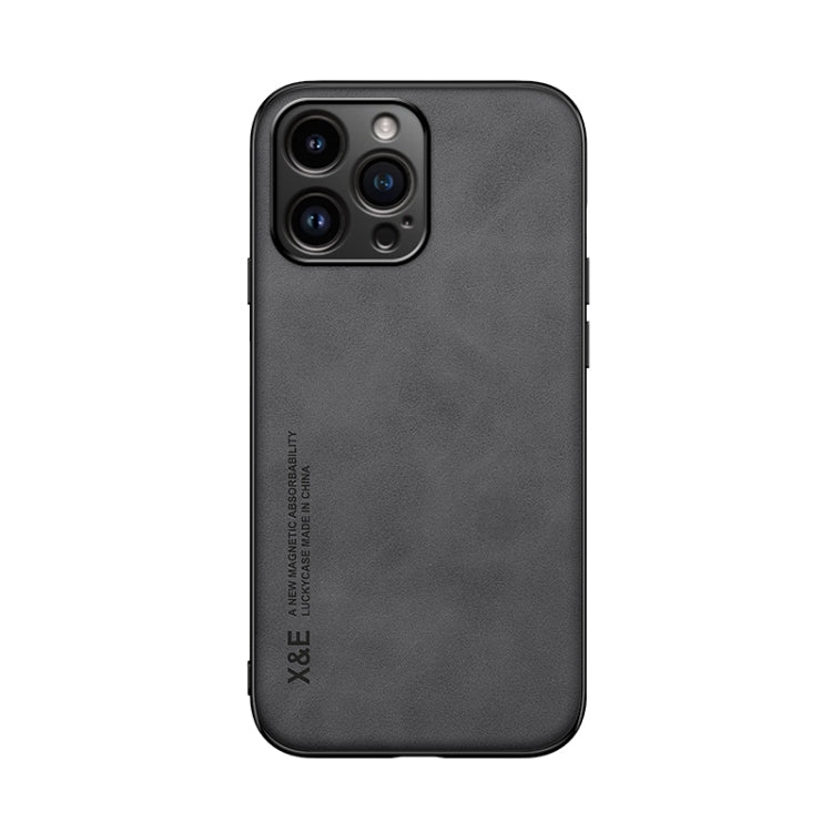 For iPhone 16 Pro Max Skin Feel Magnetic Leather Back Phone Case(Dark Grey) - iPhone 16 Pro Max Cases by buy2fix | Online Shopping UK | buy2fix