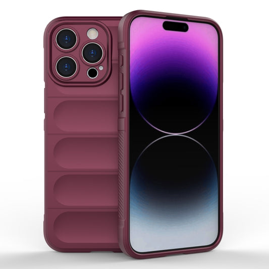 For iPhone 15 Pro Max Magic Shield TPU + Flannel Phone Case(Wine Red) - iPhone 15 Pro Max Cases by buy2fix | Online Shopping UK | buy2fix
