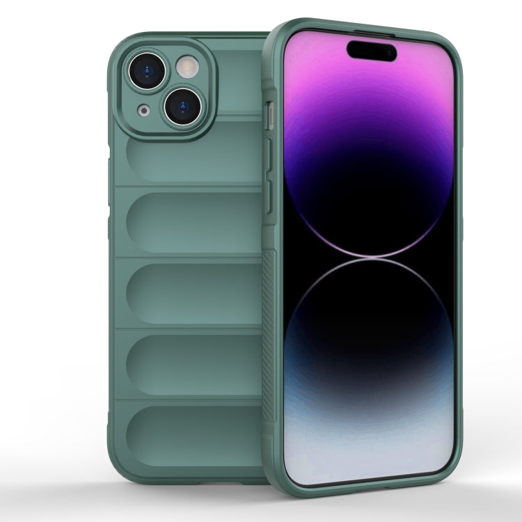 For iPhone 15 Plus Magic Shield TPU + Flannel Phone Case(Dark Green) - iPhone 15 Plus Cases by buy2fix | Online Shopping UK | buy2fix