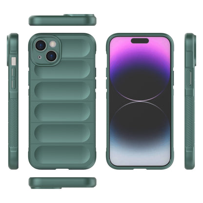 For iPhone 15 Plus Magic Shield TPU + Flannel Phone Case(Dark Green) - iPhone 15 Plus Cases by buy2fix | Online Shopping UK | buy2fix