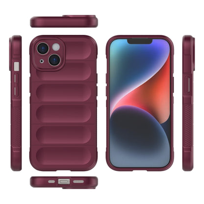 For iPhone 15 Magic Shield TPU + Flannel Phone Case(Wine Red) by buy2fix