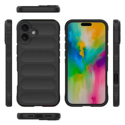 For iPhone 16 Plus Magic Shield TPU + Flannel Phone Case(Black) - iPhone 16 Plus Cases by buy2fix | Online Shopping UK | buy2fix