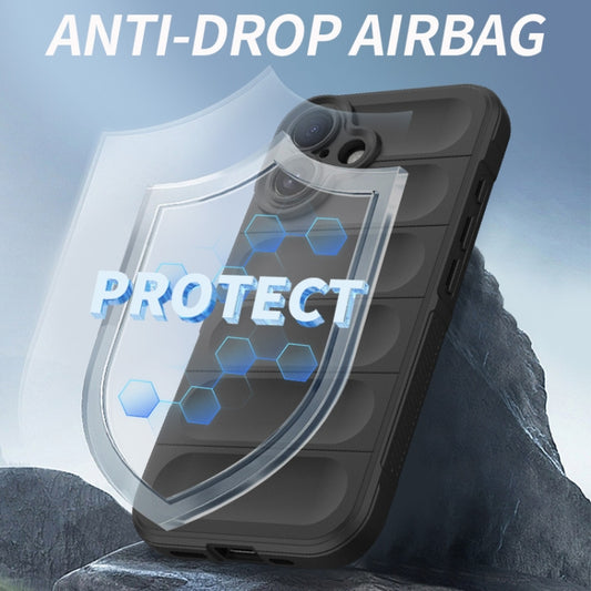 For iPhone 16 Magic Shield TPU + Flannel Phone Case(Black) by buy2fix