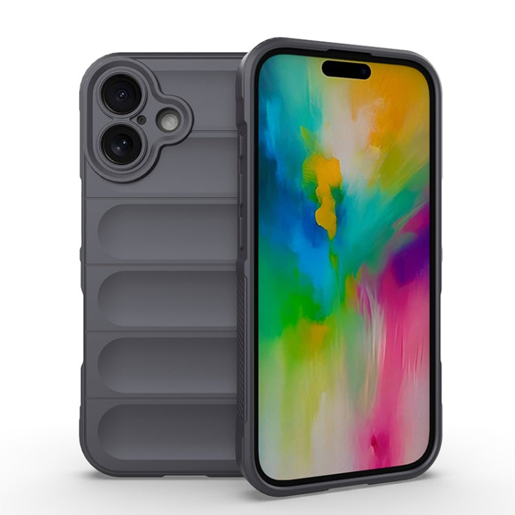 For iPhone 16 Magic Shield TPU + Flannel Phone Case(Dark Grey) - iPhone 16 Cases by buy2fix | Online Shopping UK | buy2fix