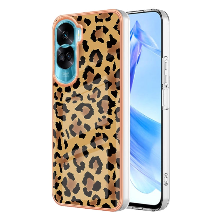 For Honor 90 Lite 5G Electroplating Marble Dual-side IMD Phone Case(Leopard Print) - Honor Cases by buy2fix | Online Shopping UK | buy2fix