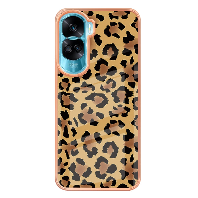 For Honor 90 Lite 5G Electroplating Marble Dual-side IMD Phone Case(Leopard Print) - Honor Cases by buy2fix | Online Shopping UK | buy2fix