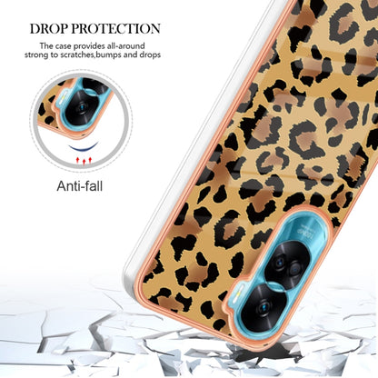 For Honor 90 Lite 5G Electroplating Marble Dual-side IMD Phone Case(Leopard Print) - Honor Cases by buy2fix | Online Shopping UK | buy2fix