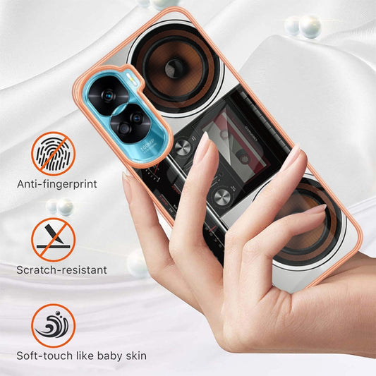 For Honor 90 Lite 5G Electroplating Marble Dual-side IMD Phone Case(Retro Radio) by buy2fix